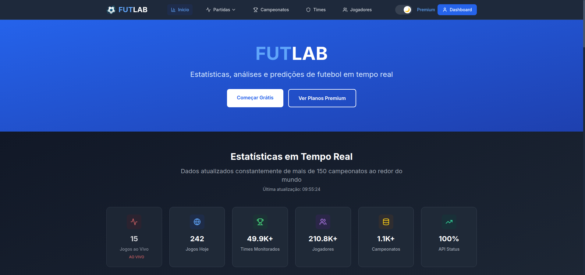 FutLab - Plataforma Completa de Estatísticas de Futebol com IA